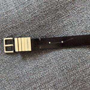 All Saints Dark Brown Leather Belt with Brass hardware